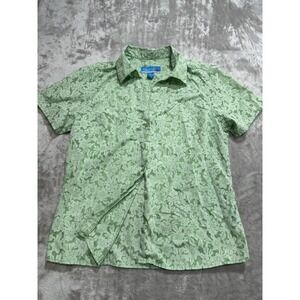 Vintage Island‎ Winds Shirt Women's Size Medium Green Short Sleeve Button Up EUC